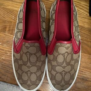Coach Brown and Red Slip-On Sneakers